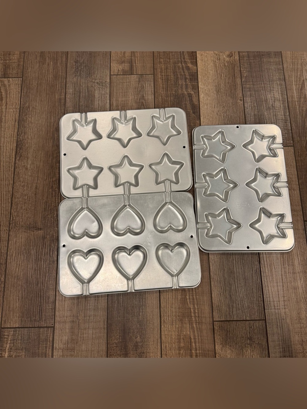 Set Of 3 Wilton Cookie Cake Pop Treat Pans Stars & Heart Vintage 1995